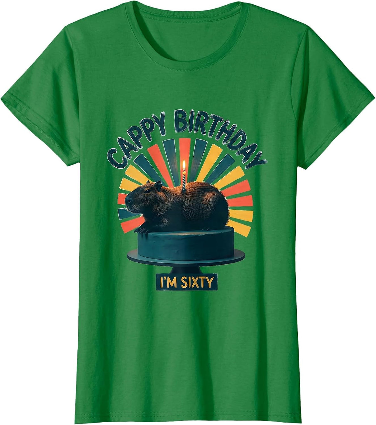 Women's Cappy Birthday I'm Sixty Kawaii Pun Capybara Lover Gift T-Shirt - Kelly Green