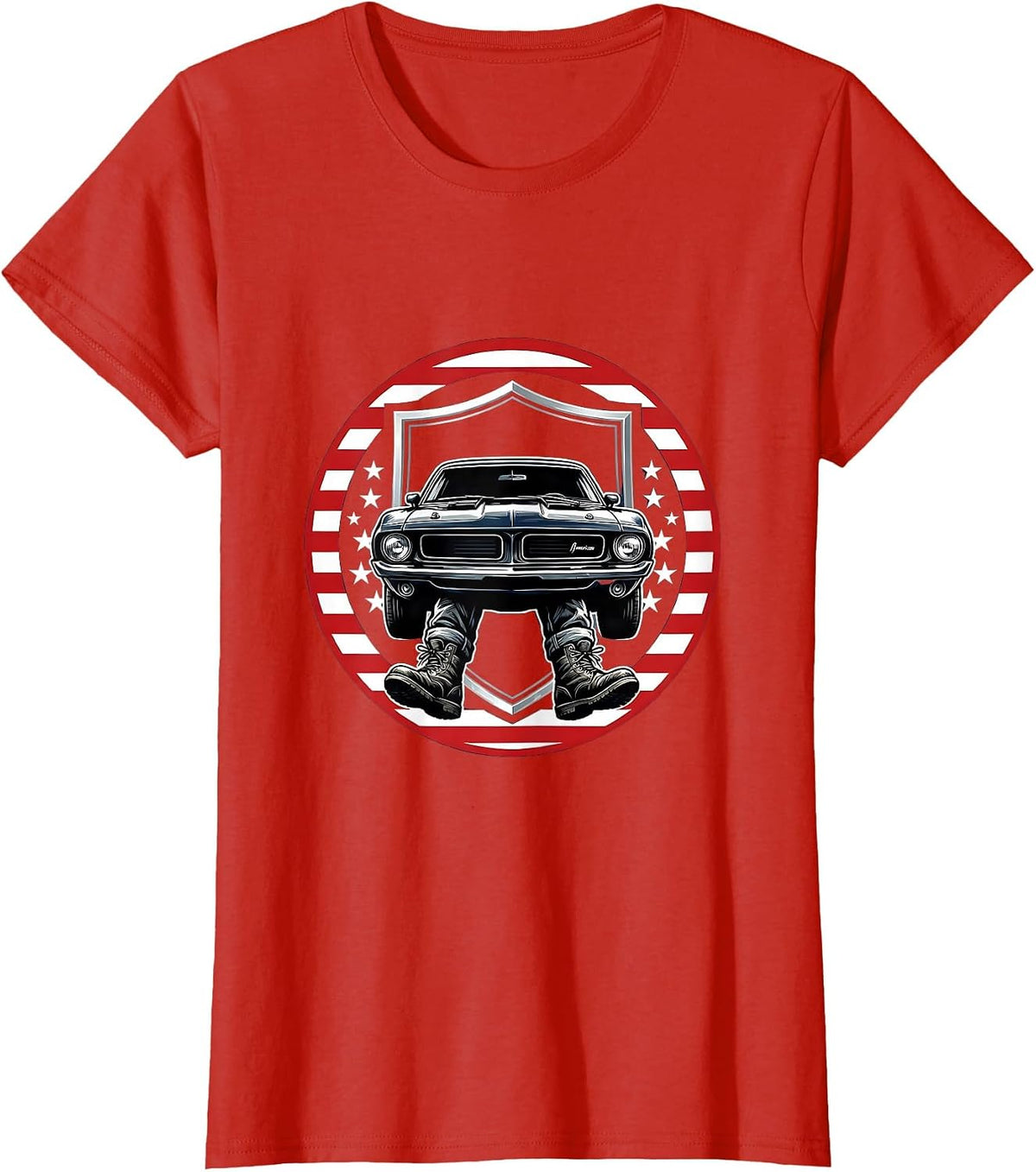 Labor Day Mechanic Under Car Graphic Tee T-Shirt - Red