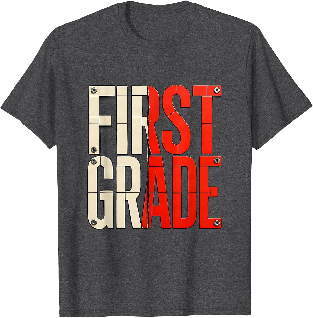 First Grade Camo Back To School Boys Grade Badge T-Shirt - Dark Heather Grey