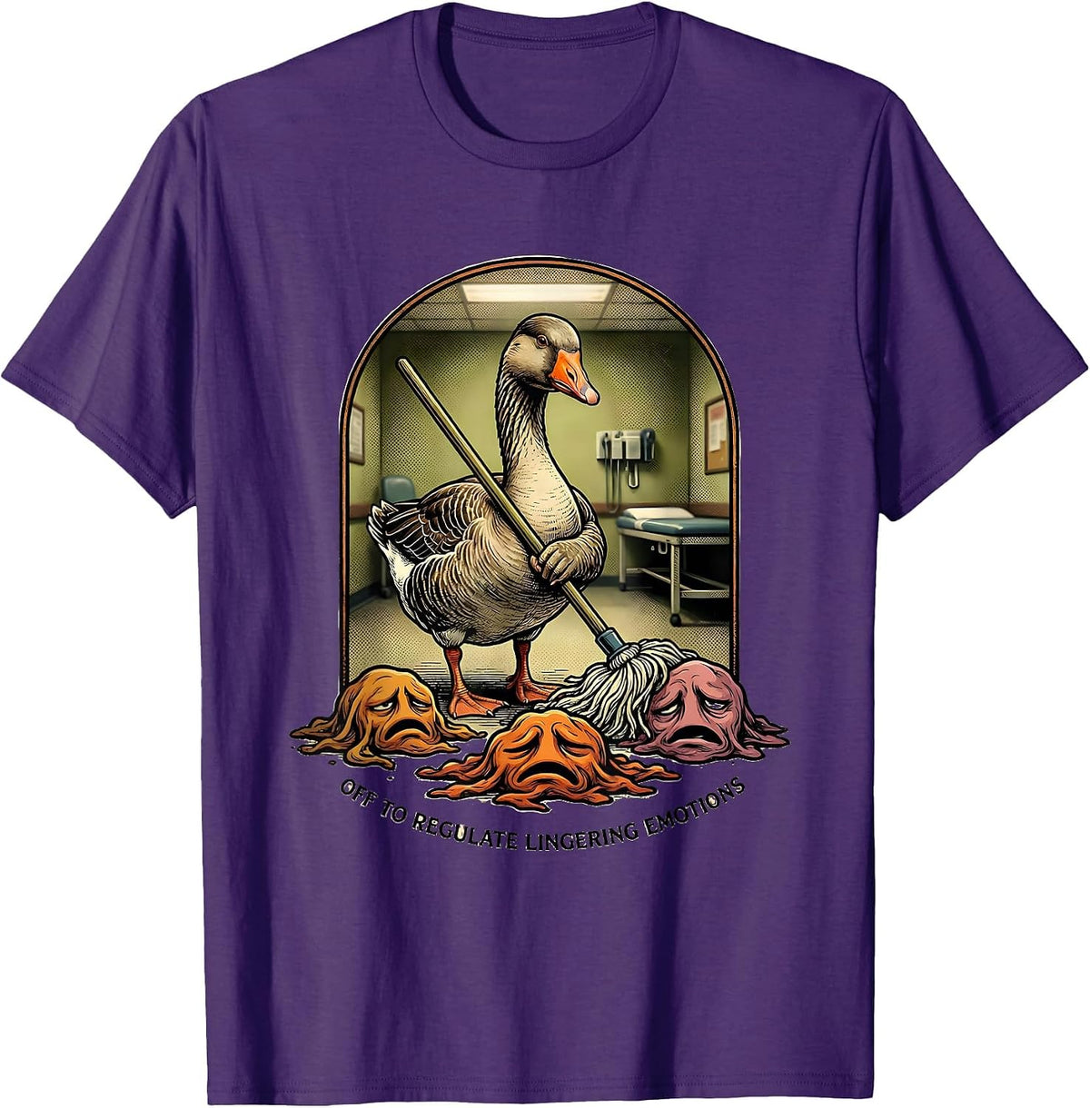 Off to Regulate Lingering Emotions Funny Goose Mental Health T-Shirt - Purple