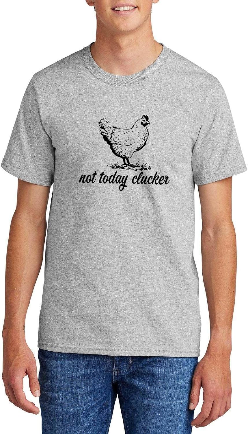 Not Today Clucker Funny Chicken Farm Pun Graphic Top Cotton Tee Adult Youth Tall Men Women - Mens Crew Ash Grey