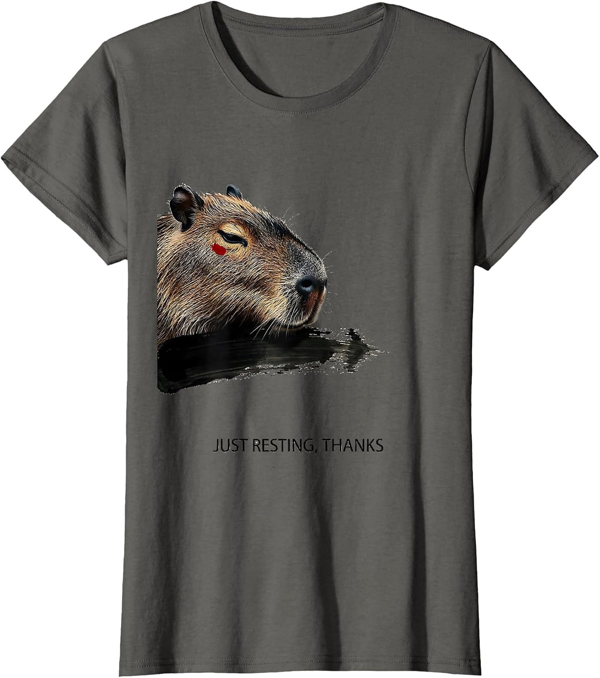 Women's Just Resting, Thanks Cute Capybara Sleepy Humor Pajama T-Shirt - Asphalt Grey