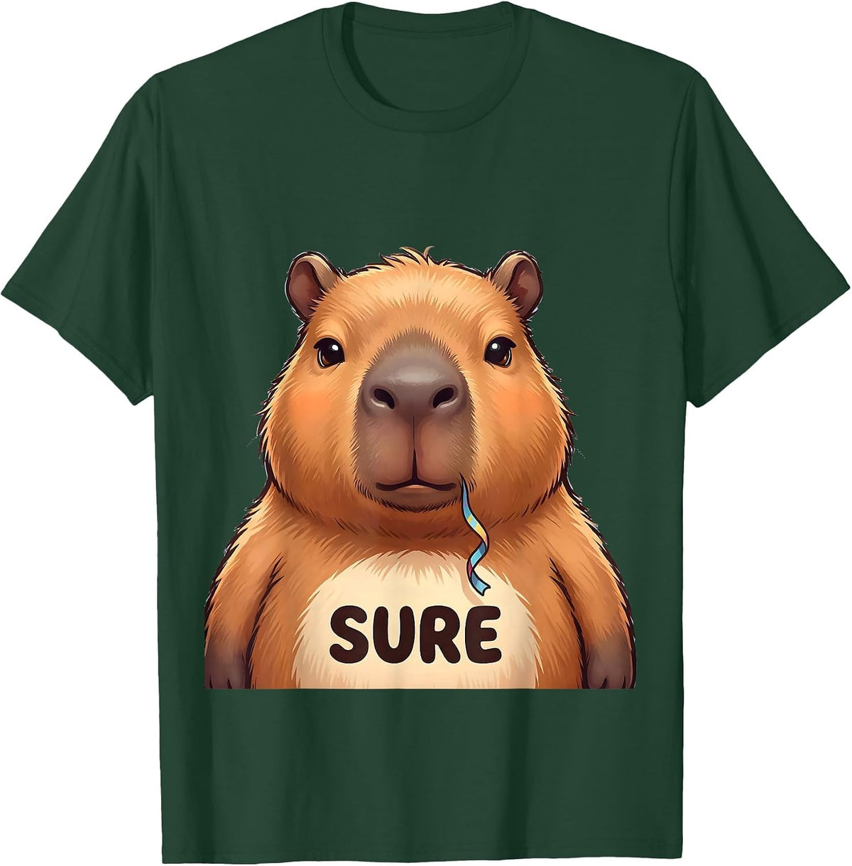 Sure Cute Capybara Kawaii Animal Lover Humor T-Shirt - Dark Green