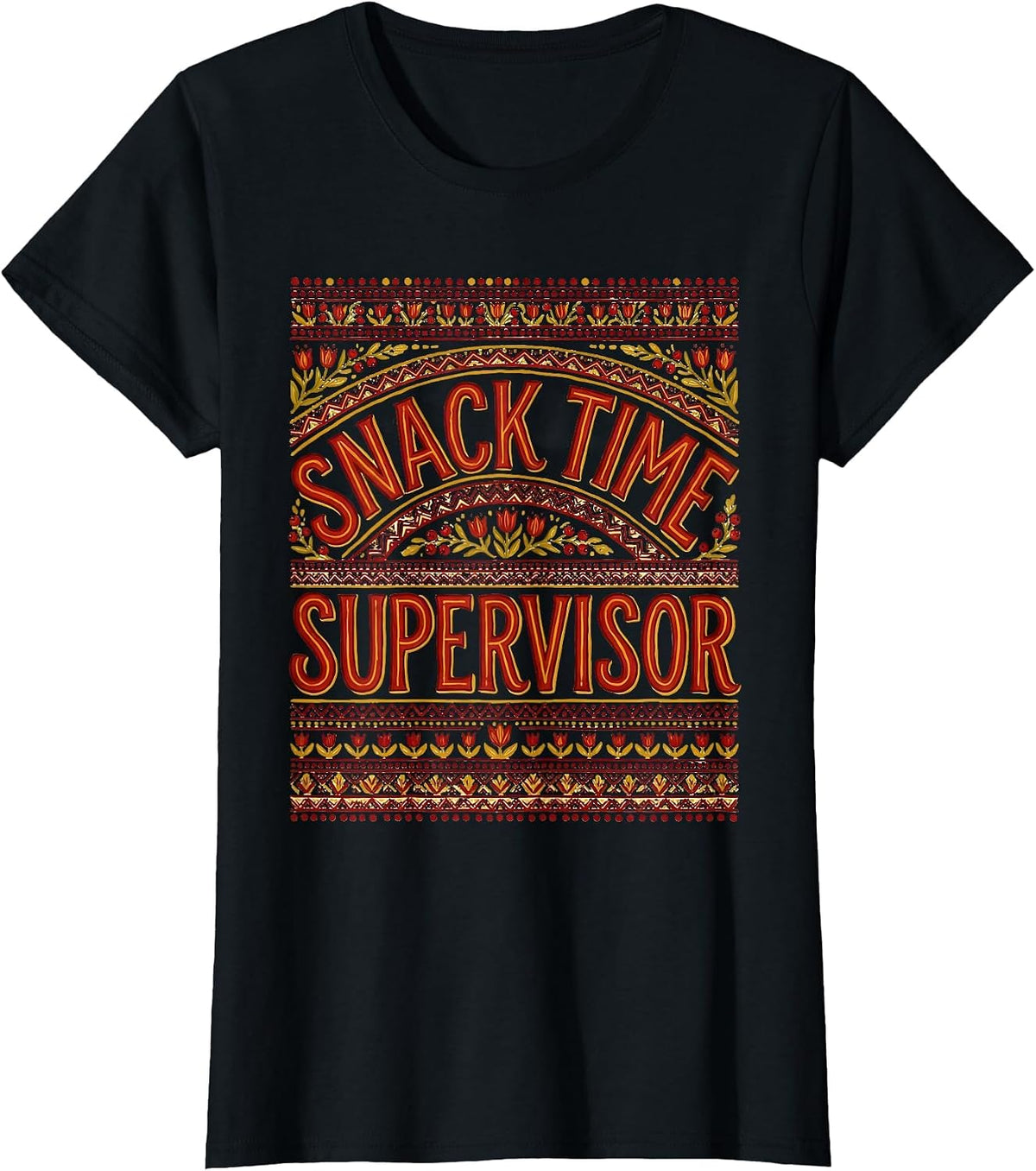 Snack Time Supervisor Prek Teacher Design T-Shirt - Black