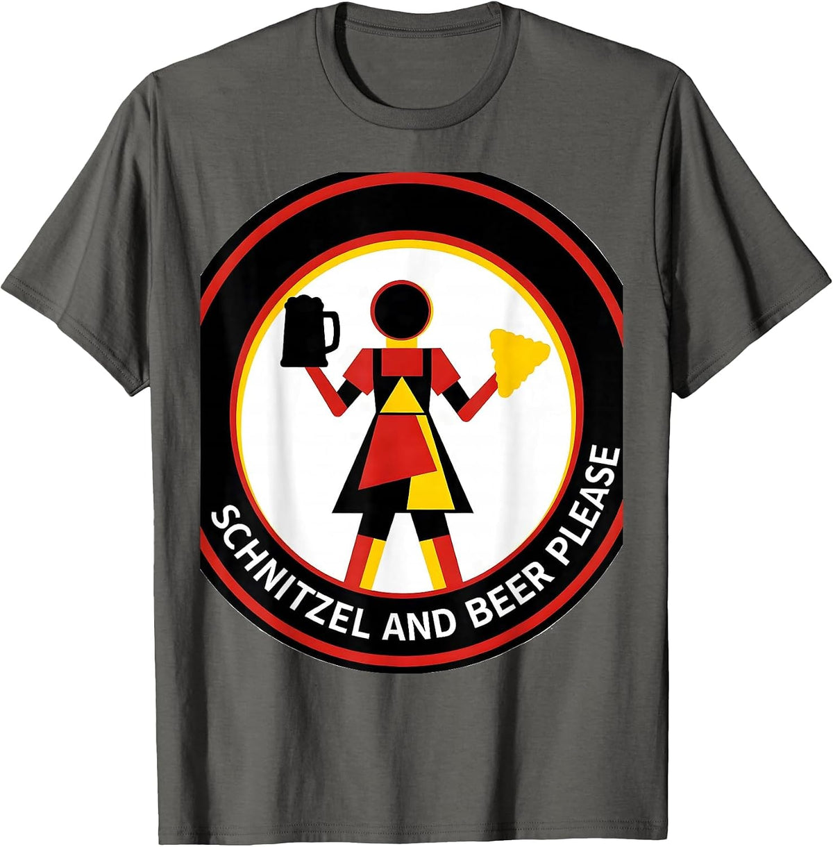 Schnitzel and Beer Please Oktoberfest Design T-Shirt - Asphalt Grey