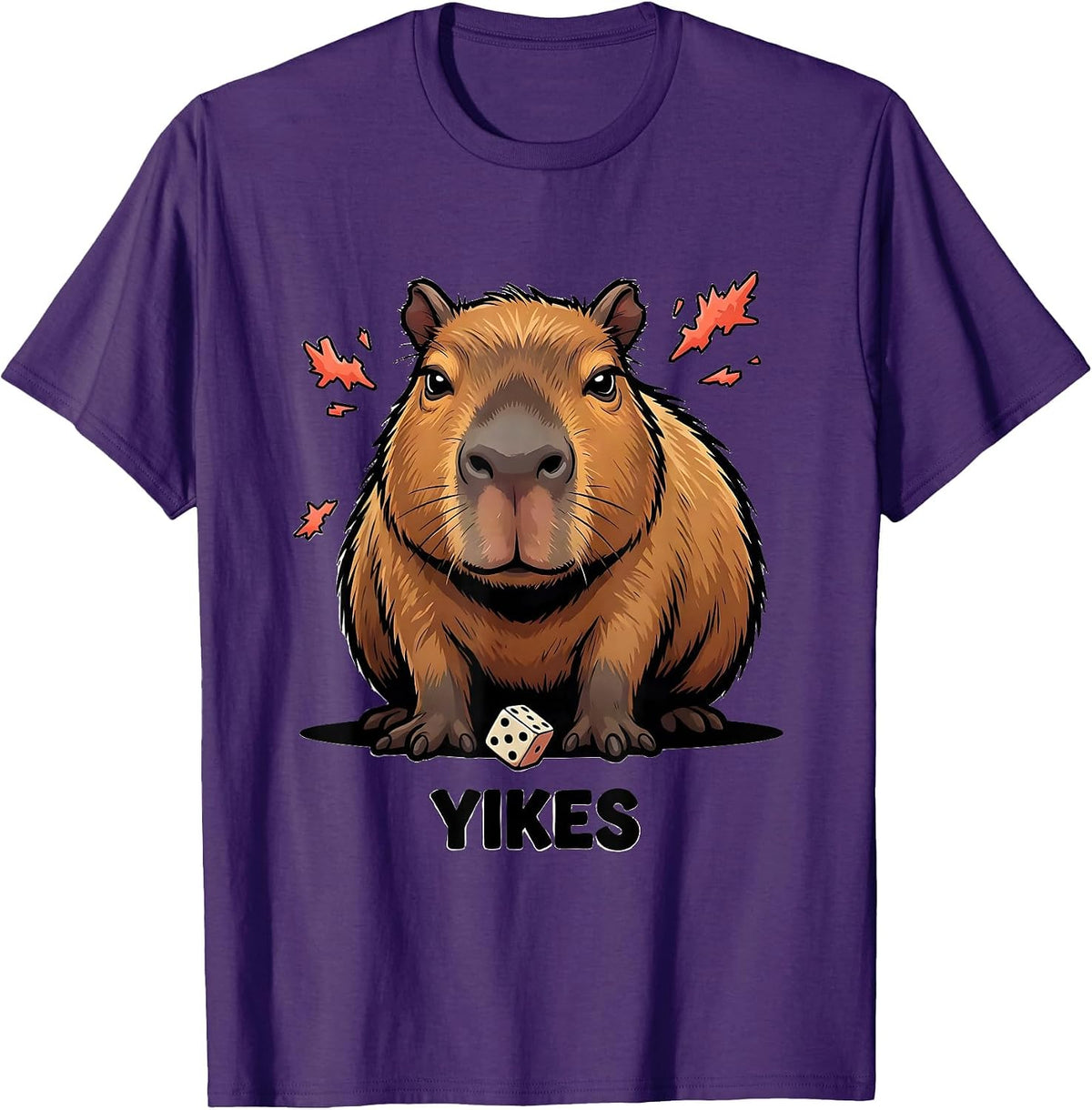 Men's Yikes Cartoon Capybara Funny Animal Meme Lover T-Shirt - Purple