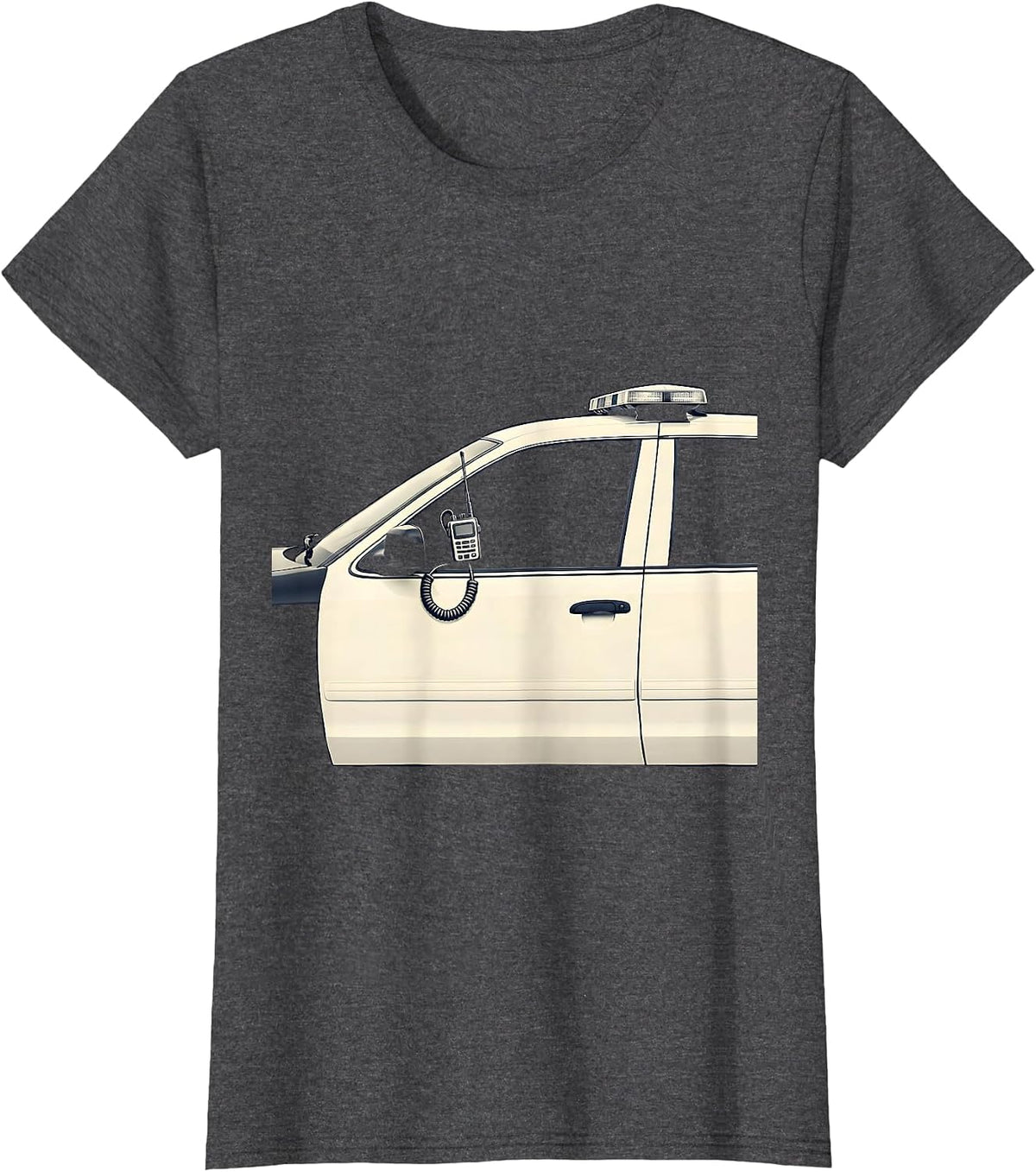 Women's Police Cruiser Silhouette Minimalist Law Enforcement T-Shirt - Dark Heather Grey