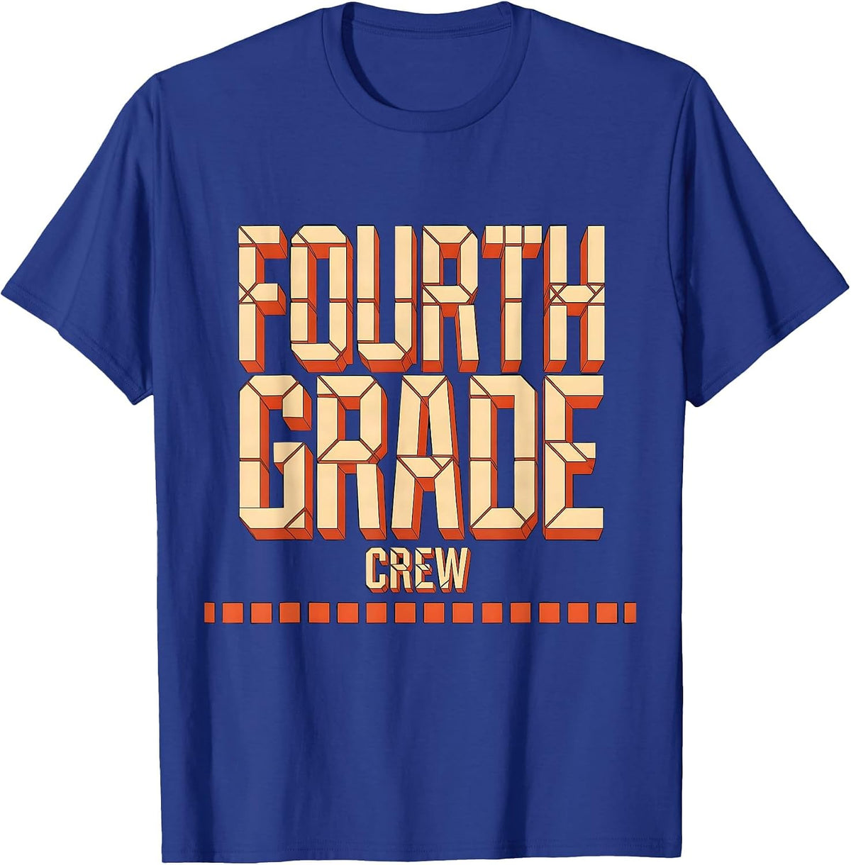 Men's Fourth Grade Crew Funny Teacher Back To School Crew T-Shirt - Royal Blue