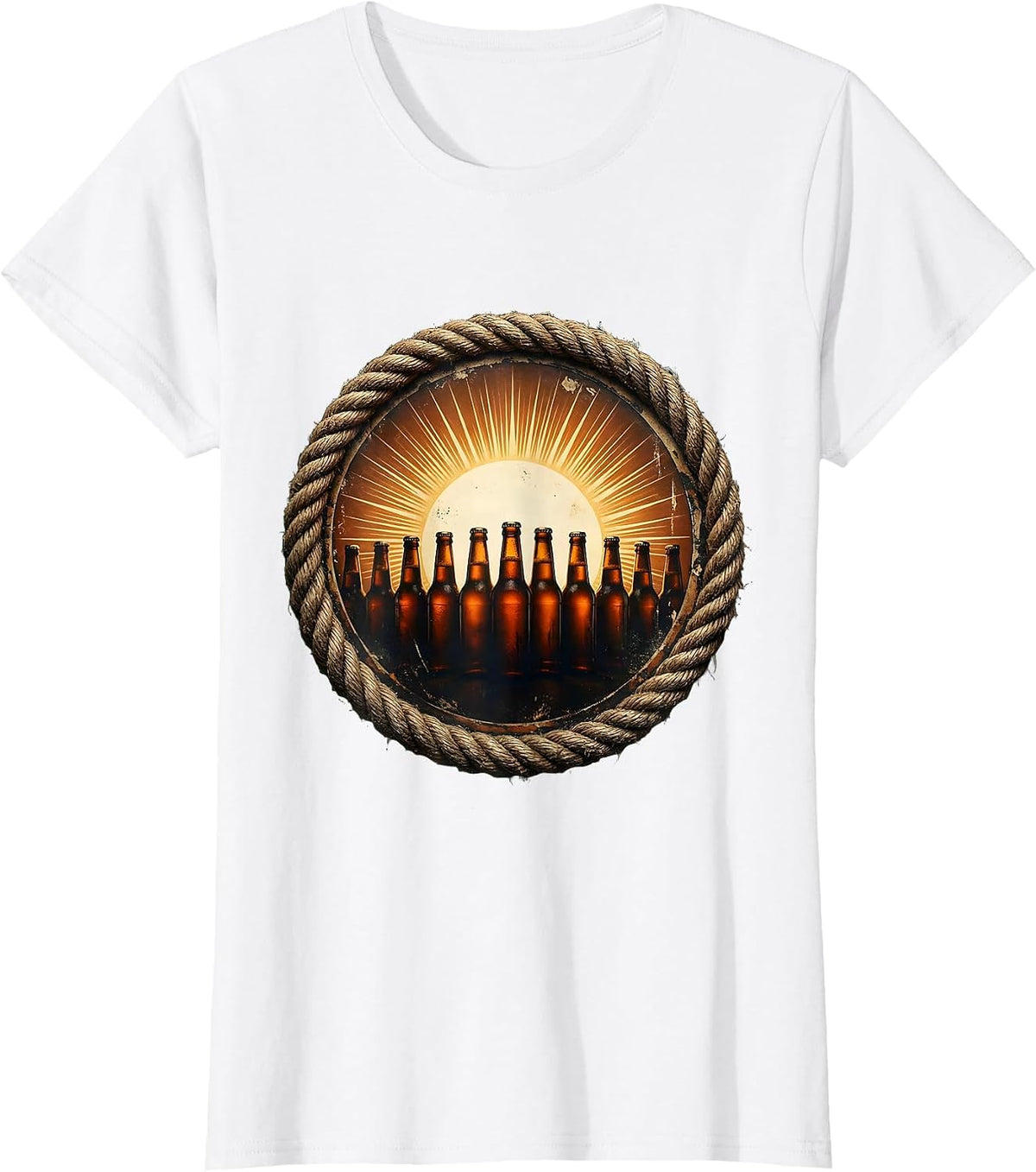 Sunset Beer Bottles Graphic Tee T-Shirt - White