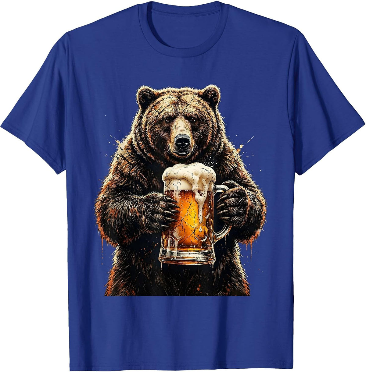 Men's Bear Holding Giant Beer Stein Graphic T-Shirt - Royal Blue