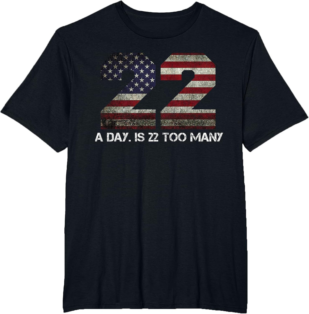 22 A Day is 22 Too Many Pro Military Veteran Lives Matter Tee T-Shirt - Black