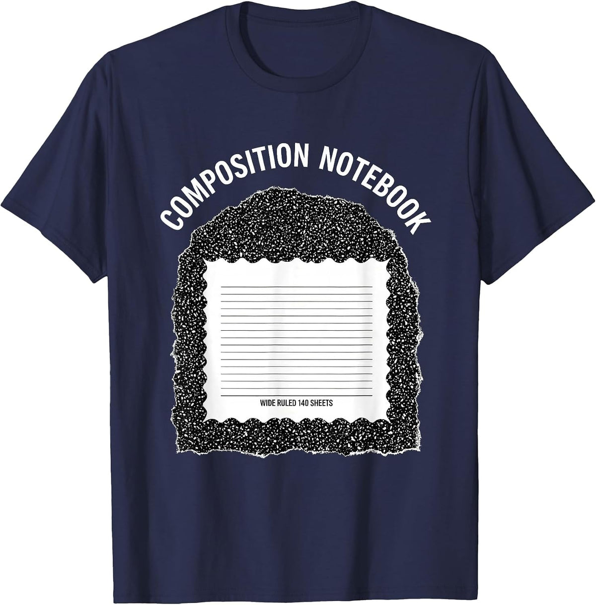 Composition Notebook Wide Ruled 140 Sheets Teacher T-Shirt - Navy Blue