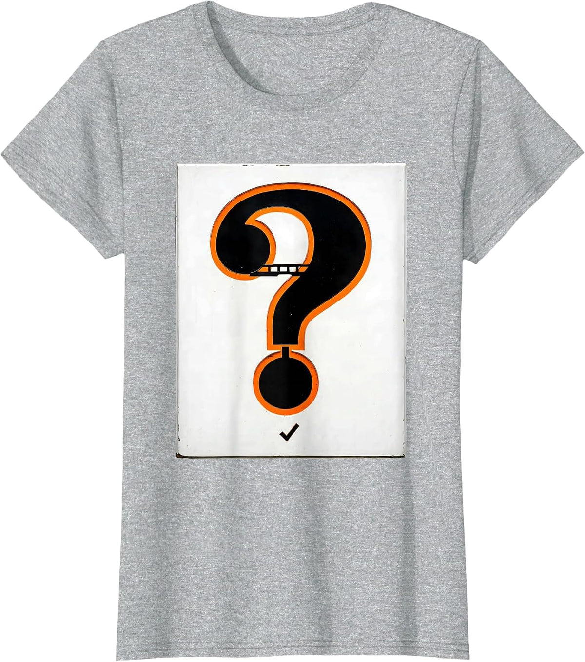 Stencil Question Mark Grammar Teacher Punctuation Humor T-Shirt - Heather Grey