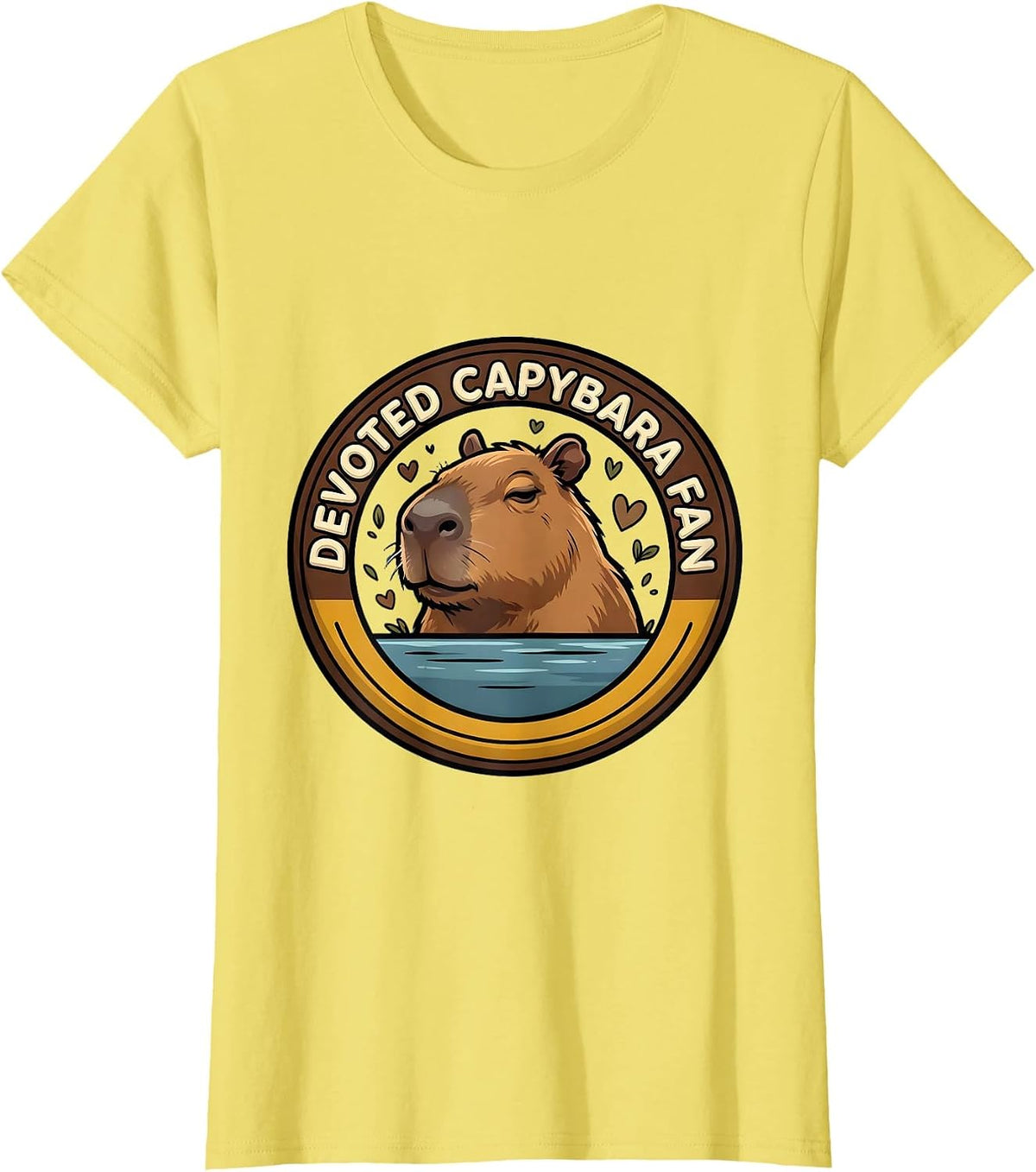 Devoted Capybara Fan Cartoon Humor Meme Lover T-Shirt - Lemon Yellow