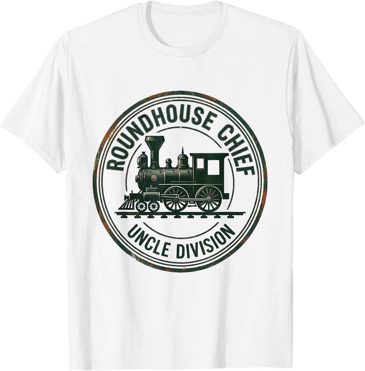 Men's Roundhouse Chief Uncle Division Vintage Steam Train T-Shirt - White