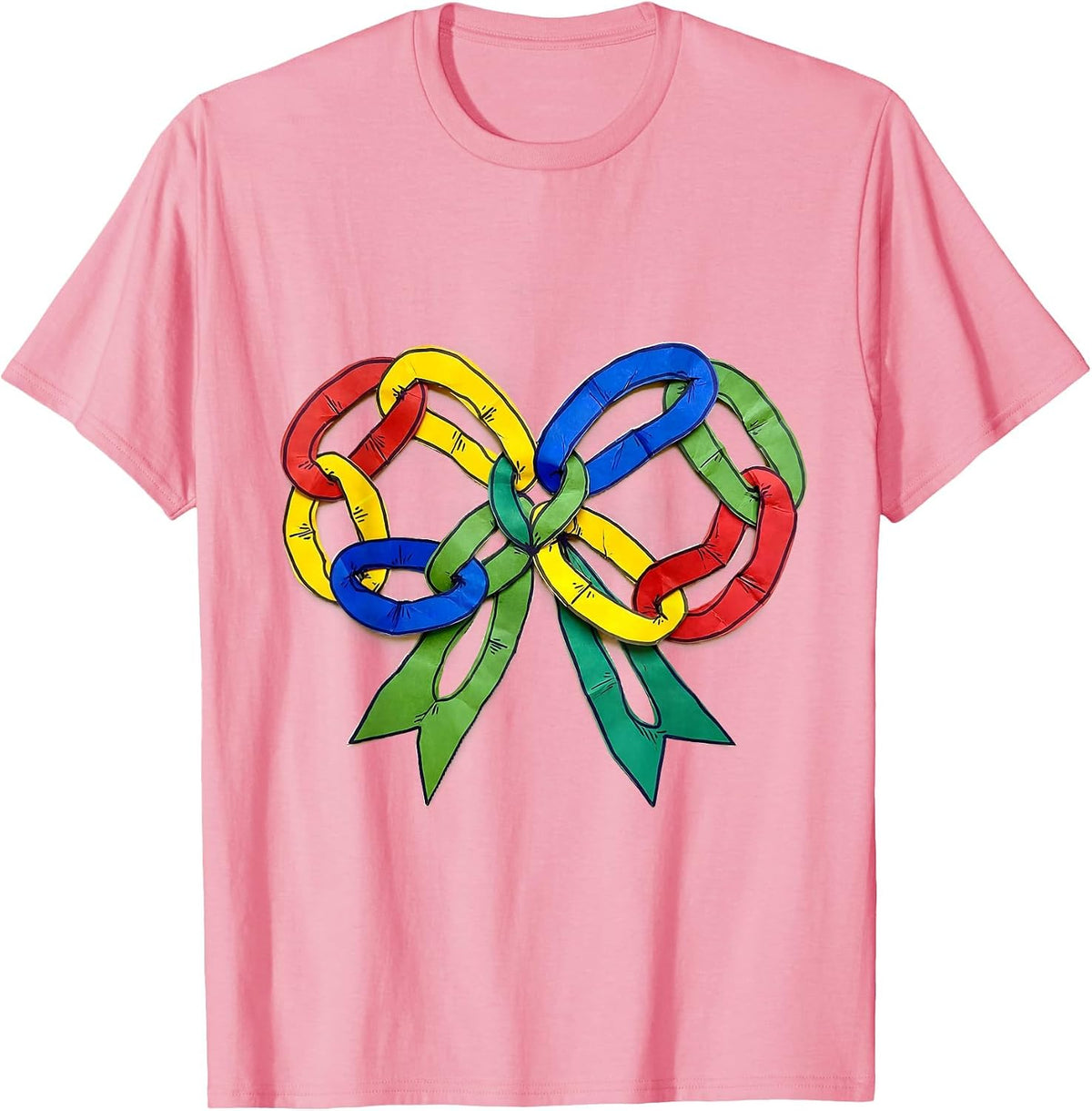 Men's Preschool Teacher Construction Paper Chain Garland T-Shirt - Pink