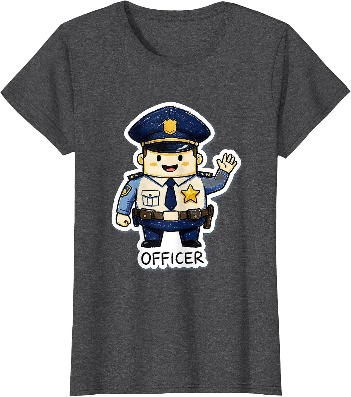 Women's OFFICER Naive Kidcore Halloween Police Costume T-Shirt - Dark Heather Grey