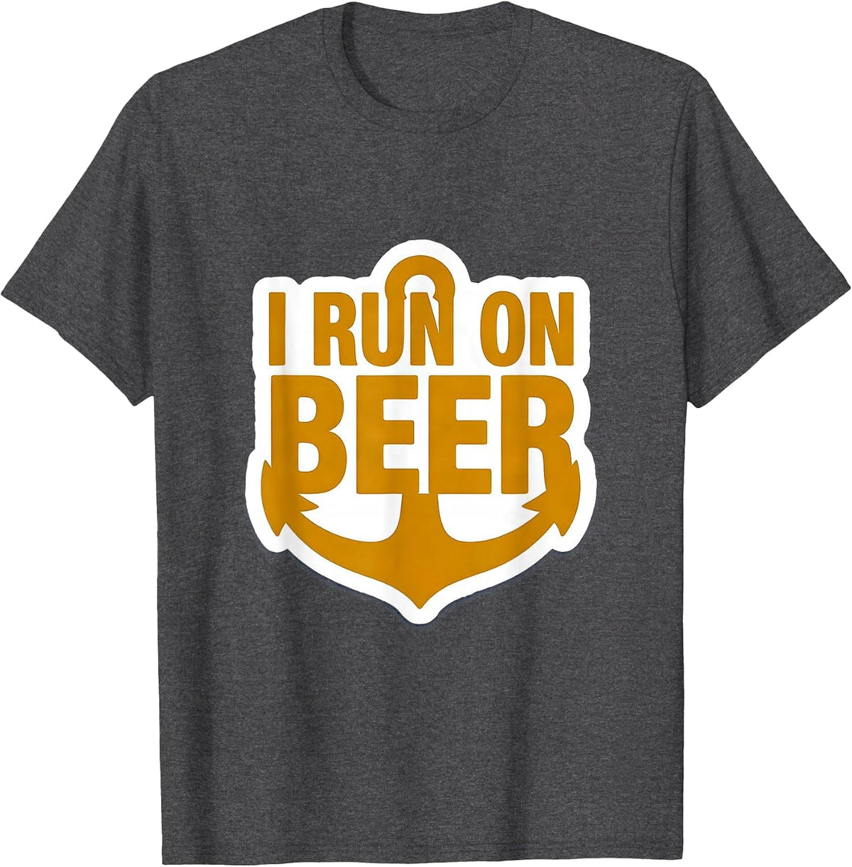 I Run on Beer Funny Drinking Humor Design T-Shirt - Dark Heather Grey