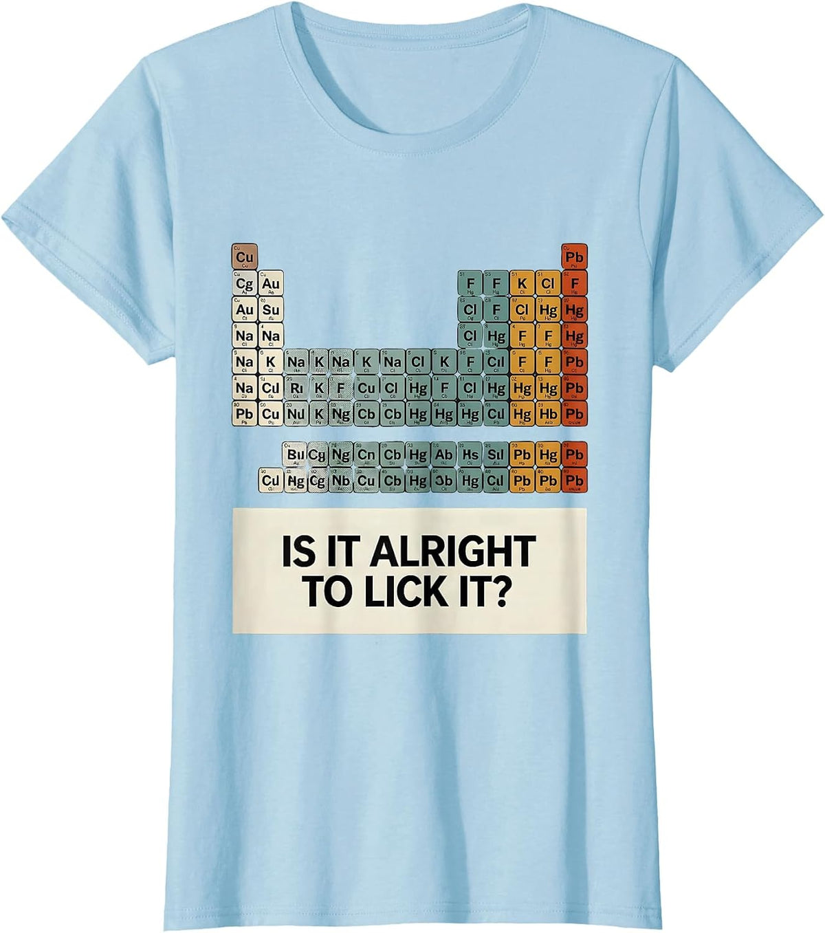 Women's Is It Alright To Lick It Funny Periodic Table Science T-Shirt - Baby Blue