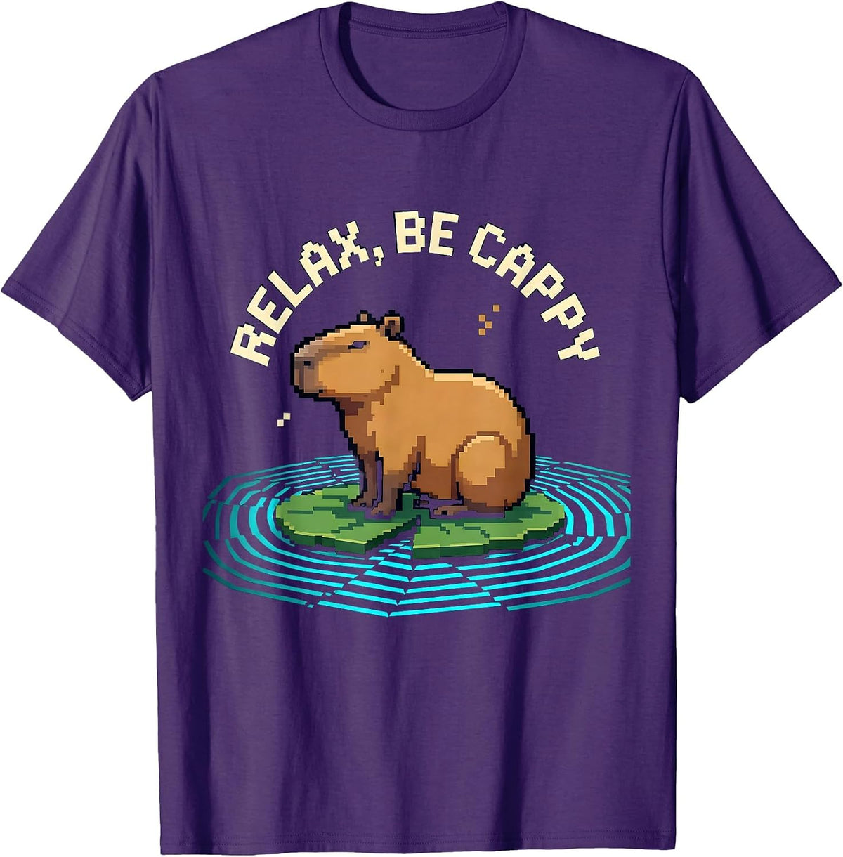 Relax, Be Cappy Funny Capybara Meme Animal Humor T-Shirt - Purple