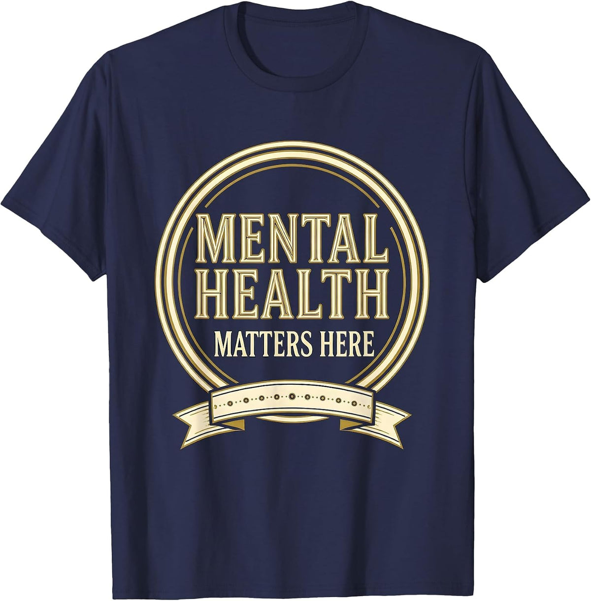Men's Mental Health Matters Here Awareness Design T-Shirt - Navy Blue