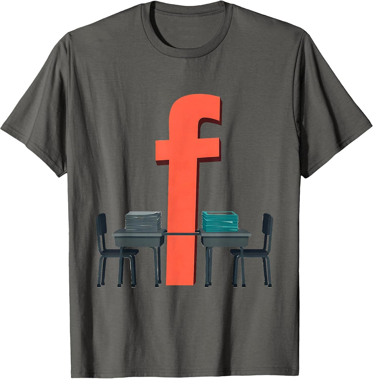 Desk Apostrophe Grammar Teacher Humor Gift T-Shirt - Asphalt Grey