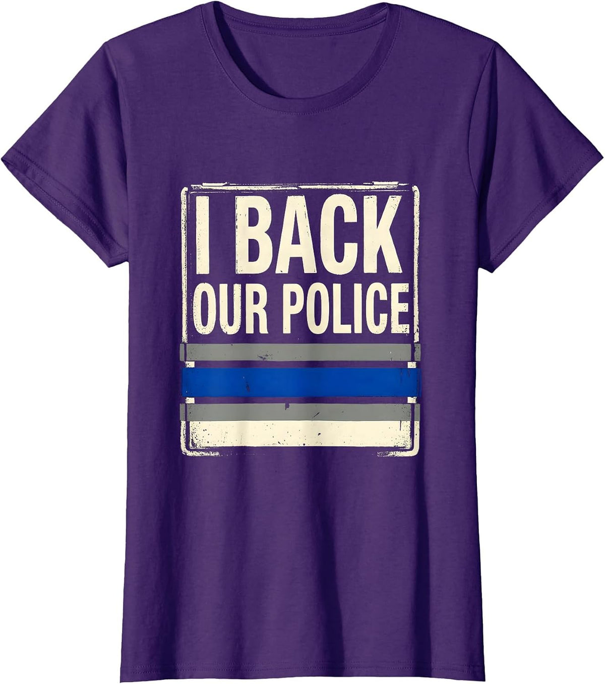 Women's I Back Our Police Thin Blue Line Law Enforcement Support T-Shirt - Purple