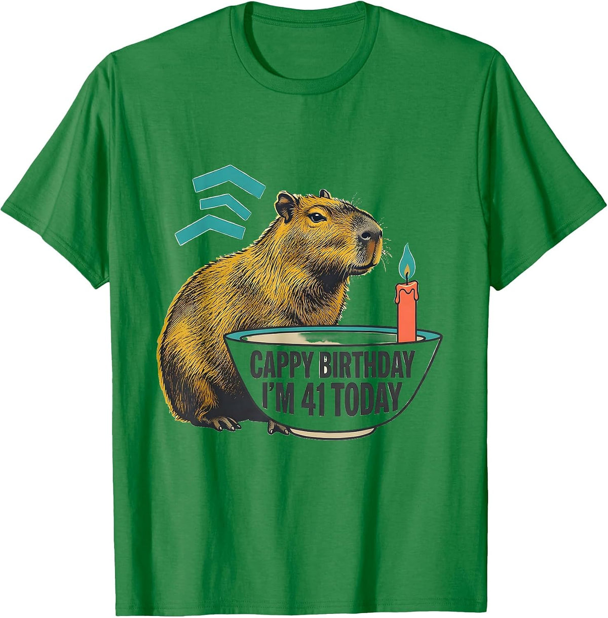 Men's Cappy Birthday I'm 41 Today Funny Capybara Kawaii Birthday T-Shirt - Kelly Green