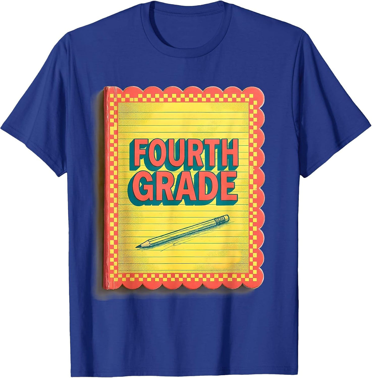 Fourth Grade Retro Checkered Back To School Teacher Girl T-Shirt - Royal Blue