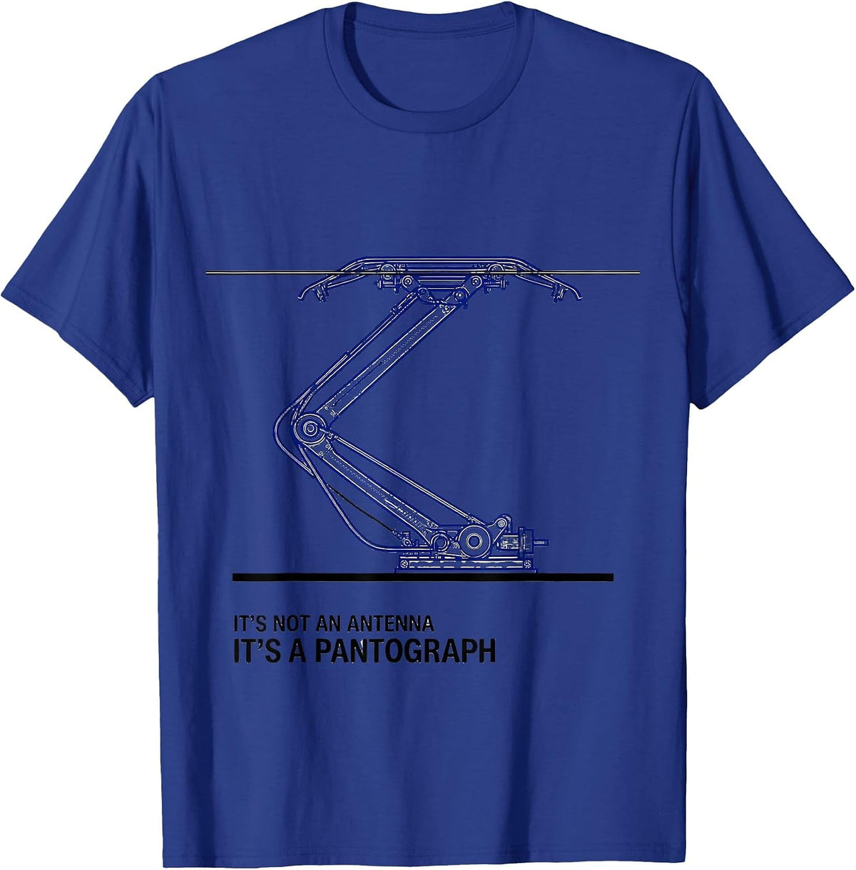 Men's It's Not An Antenna, It's A Pantograph Funny Train T-Shirt - Royal Blue
