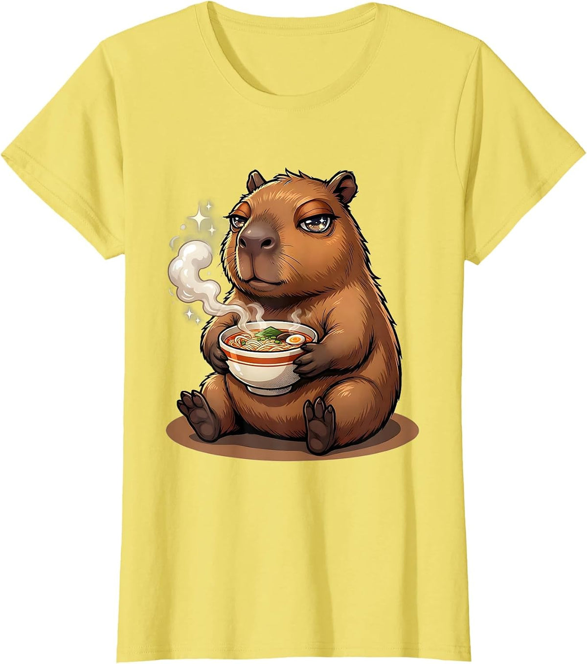 Kawaii Capybara Ramen Anime Gamer Gift T-Shirt - Lemon Yellow
