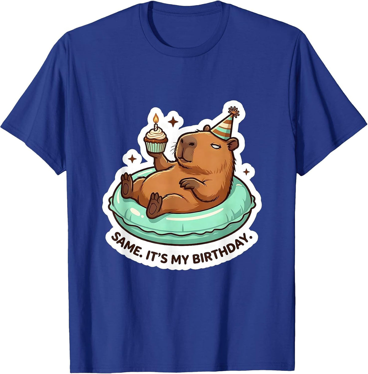Same It's My Birthday Kawaii Capybara Birthday Boy Girl T-Shirt - Royal Blue