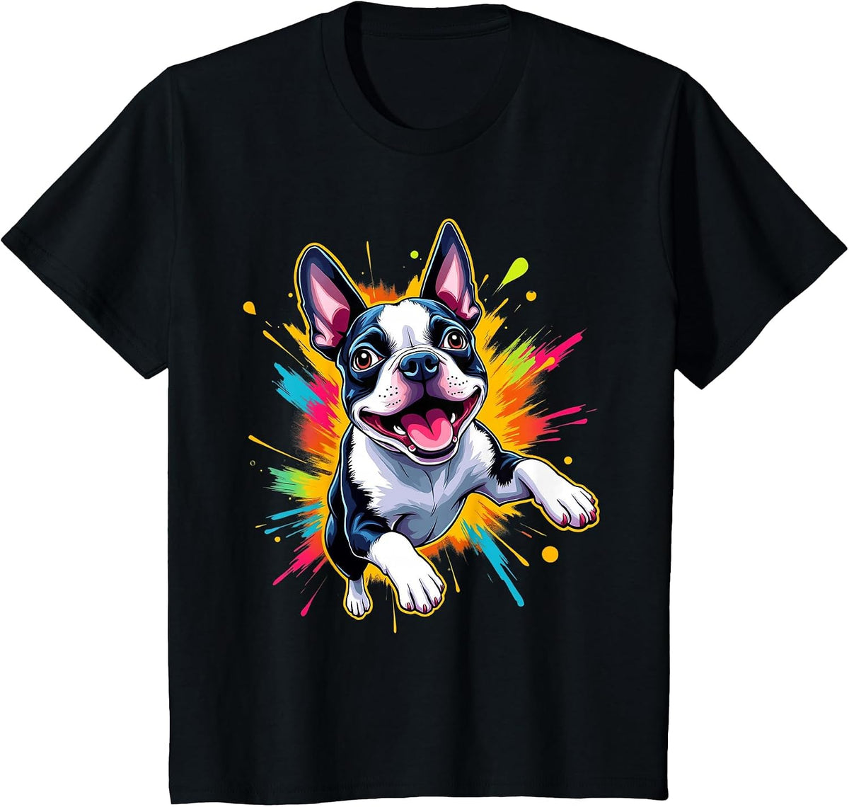 Boston Terrier Lovers Jumping Design Funny Boston Terrier T-Shirt - Black