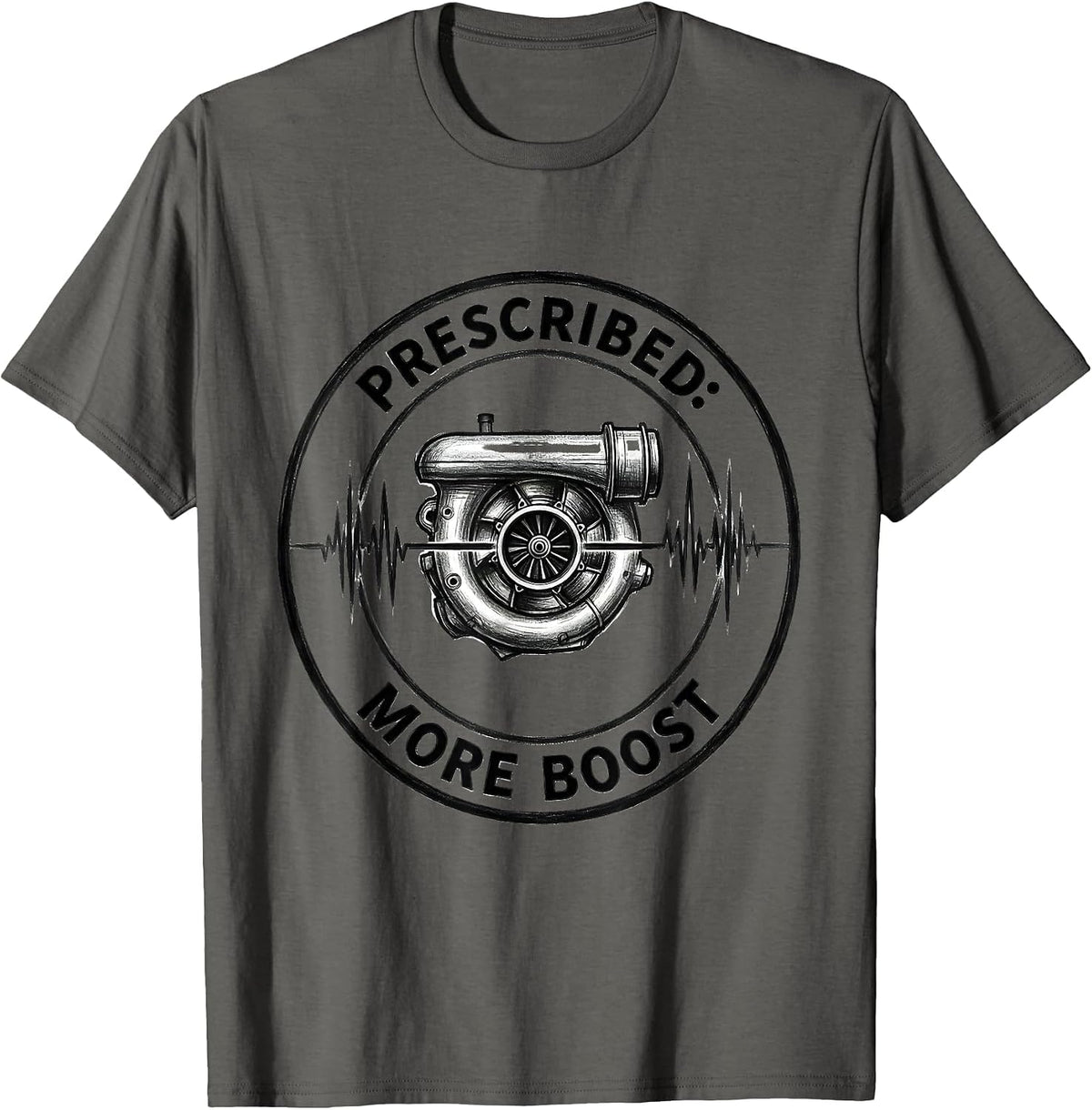 Men's More Boost Monochromatic Auto Enthusiast Humor Car Guy Gift T-Shirt - Asphalt Grey