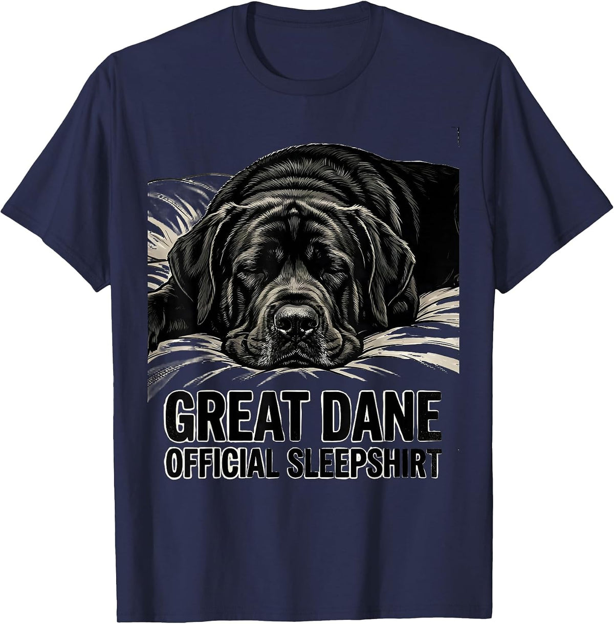Great Dane Official Sleepshirt Funny Dog Lover Nightgown T-Shirt - Navy Blue