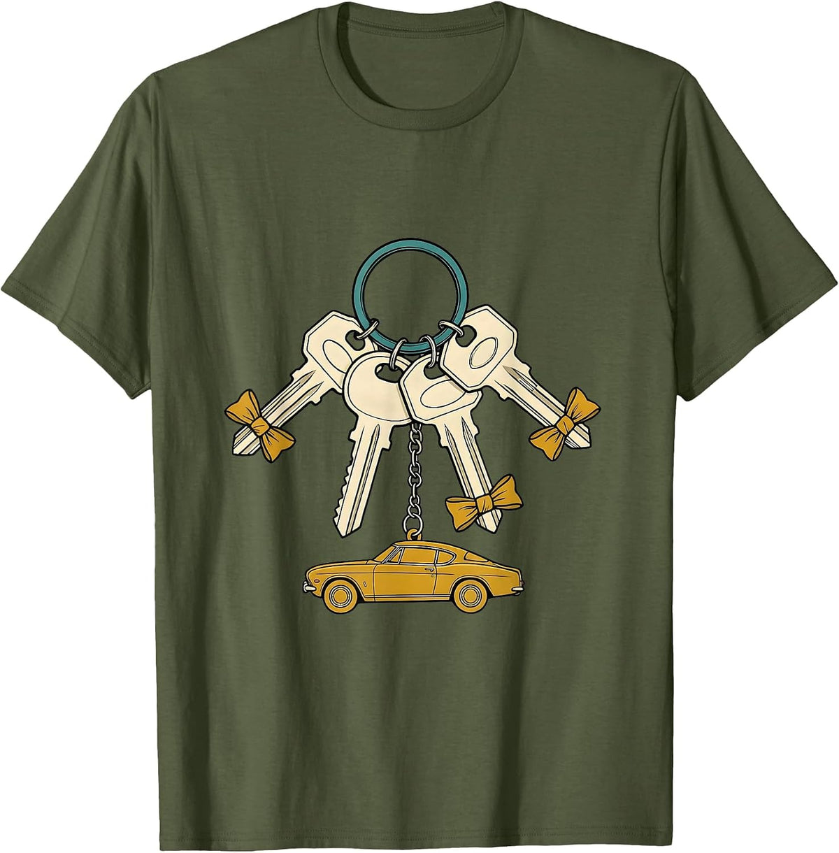 Car Key Ring Funny Car Guy Mechanic Gift T-Shirt - Olive Green