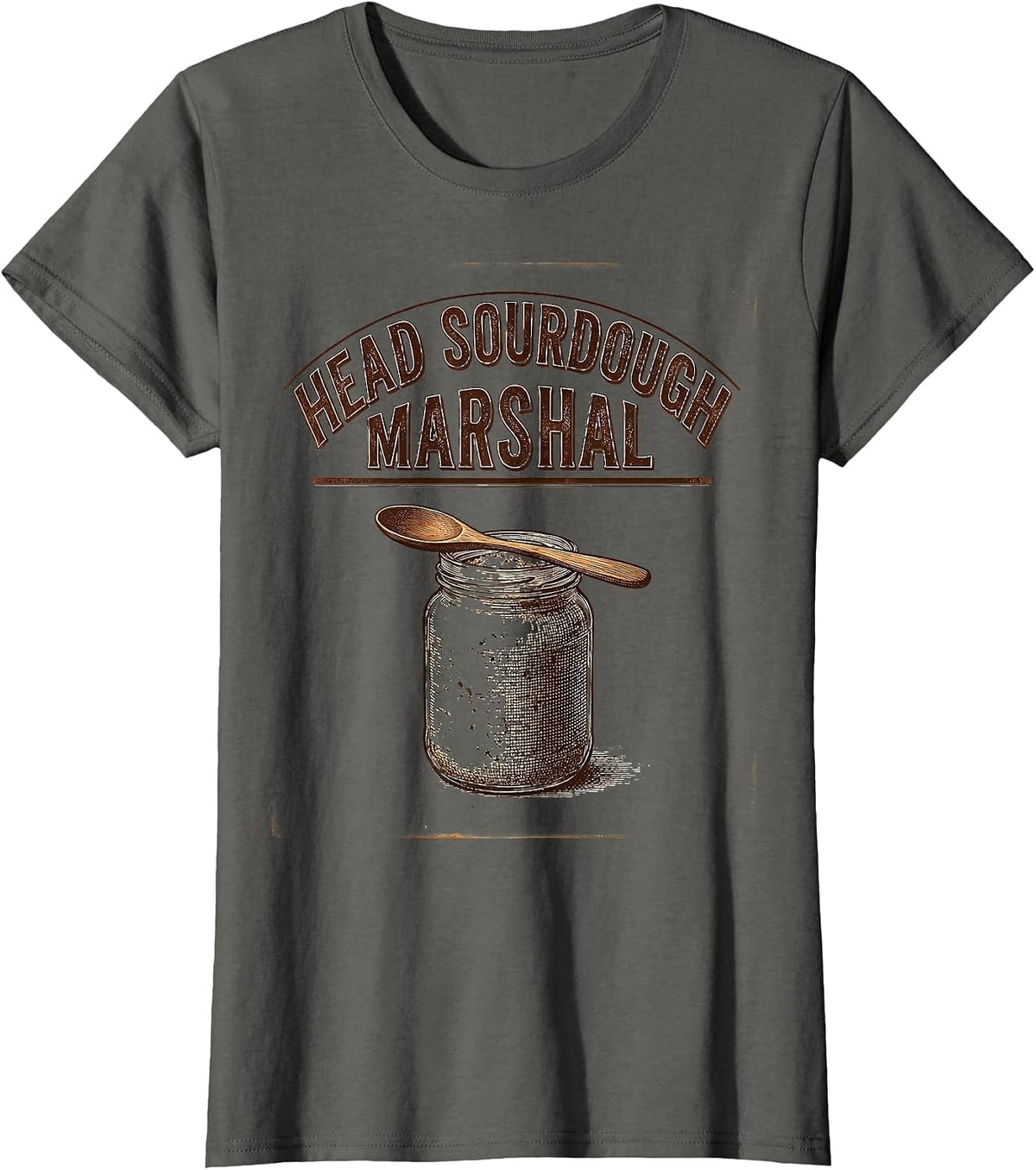 Women's Head Sourdough Marshal Vintage Baker Bread-Pun Humor T-Shirt - Asphalt Grey