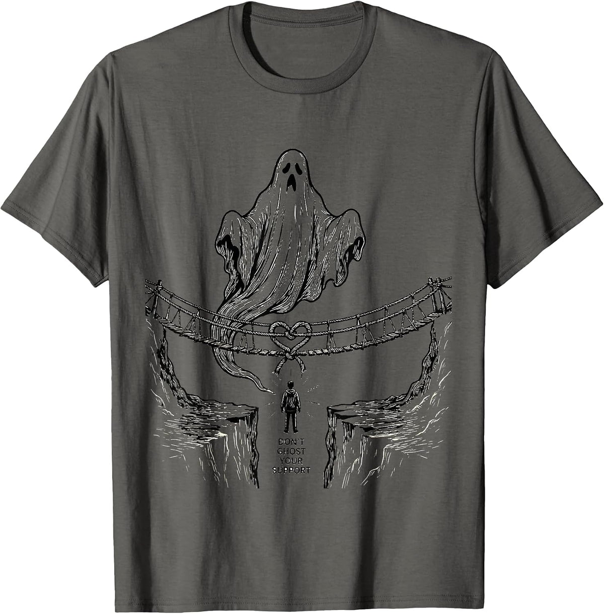Men's Don't Ghost Your Support Funny Ghost Mental Health Halloween T-Shirt - Asphalt Grey