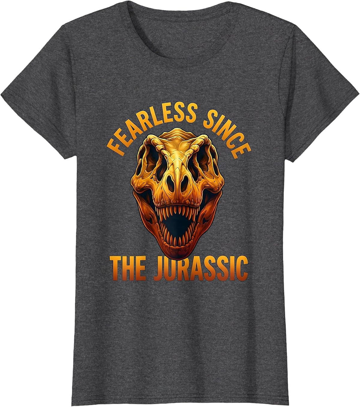 Women's Fearless Since the Jurassic Dinosaur Design T-Shirt - Dark Heather Grey