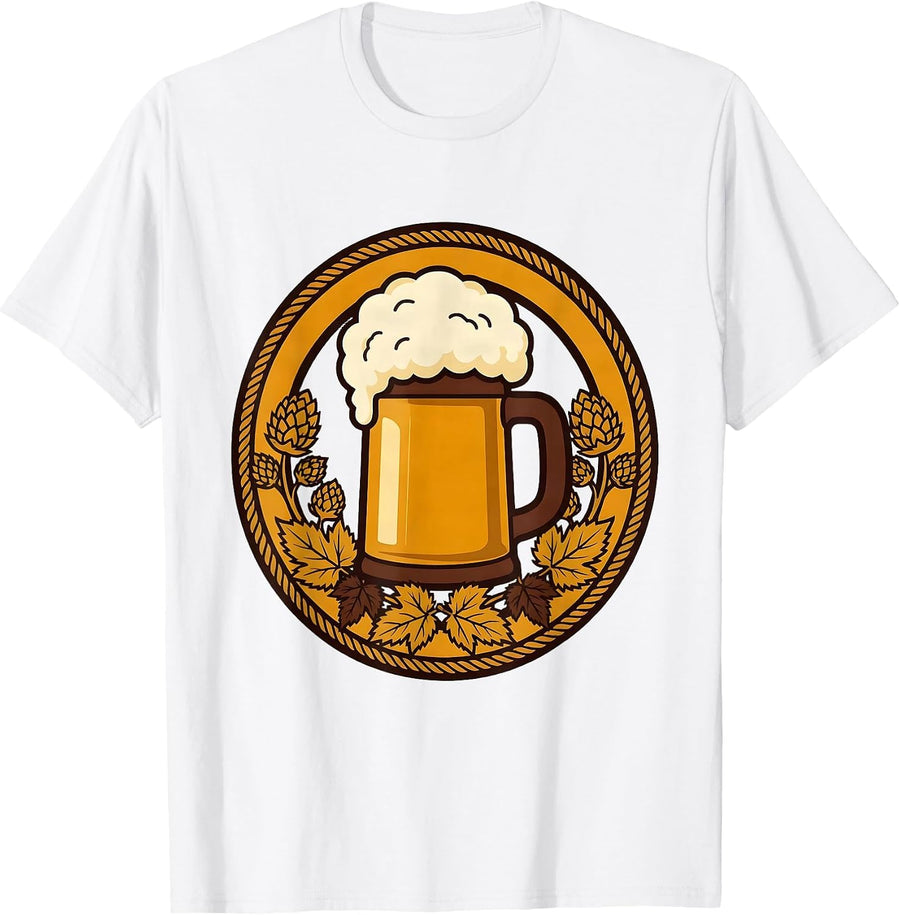 Men's Oktoberfest Overflowing Beer Stein Graphic T-Shirt - White