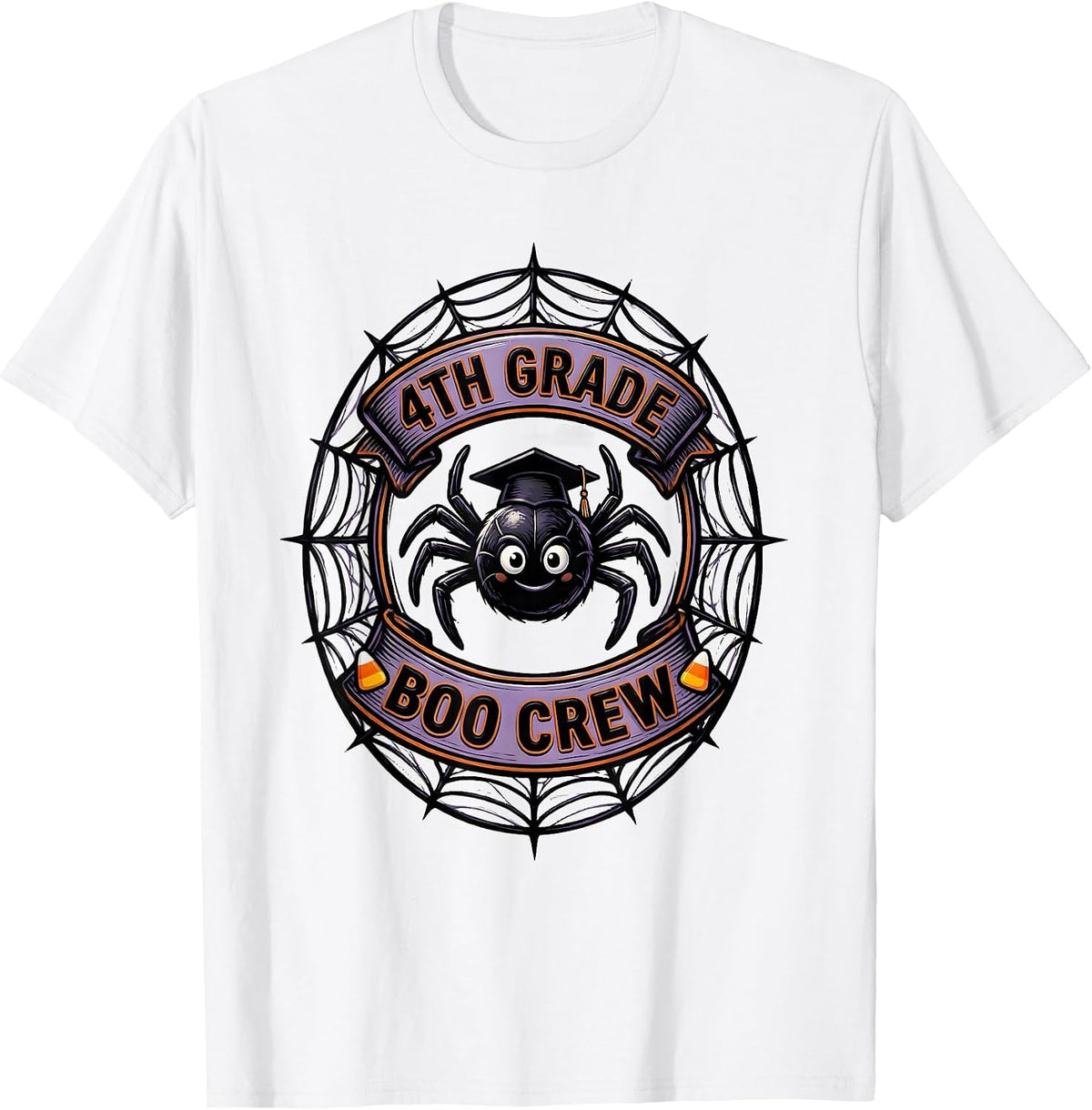 Men's 4th Grade Boo Crew Playful Halloween Teacher Student Group T-Shirt - White