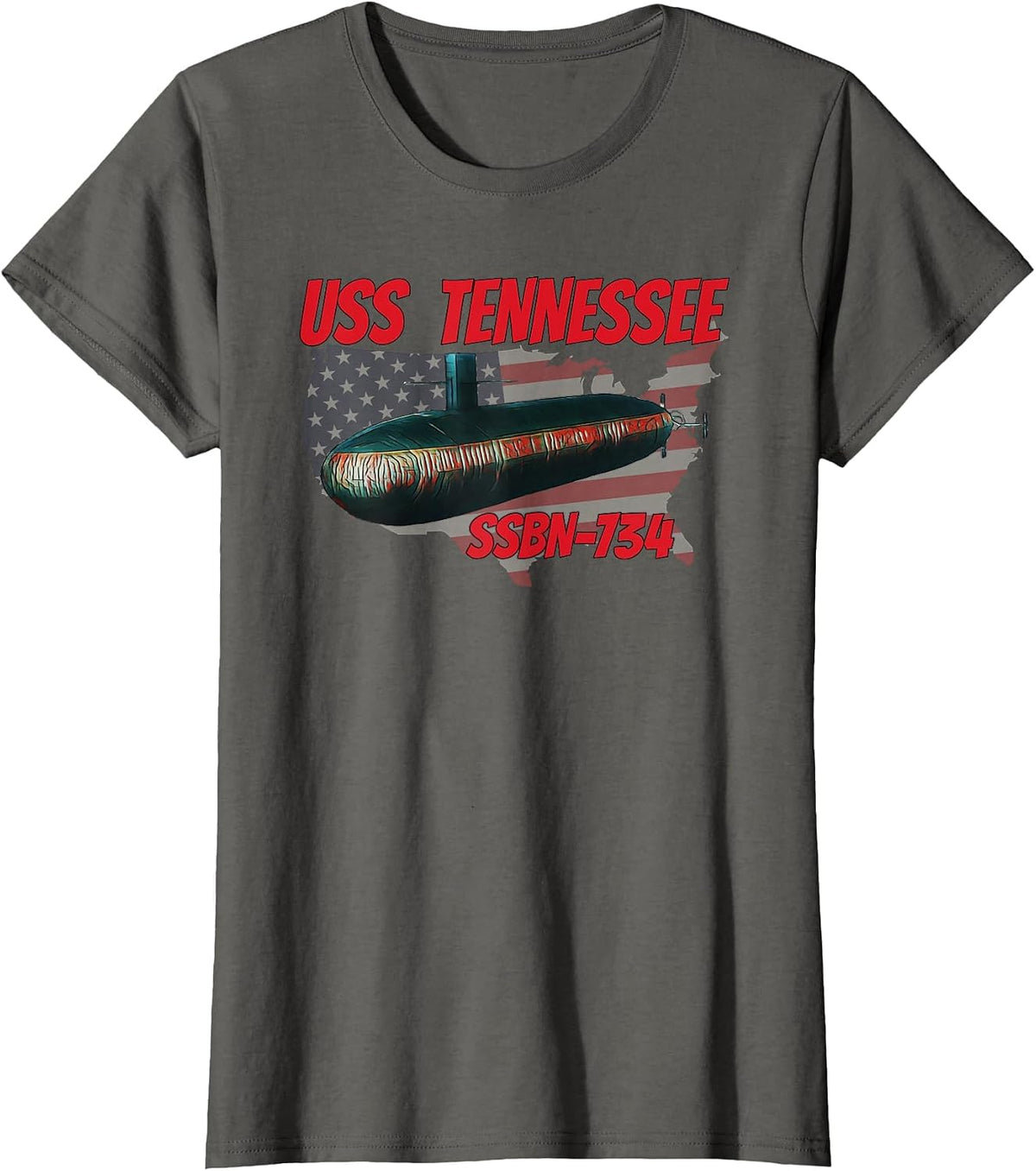 USS Tennessee SSBN-734 Submarine Veterans Day Father Grandpa T-Shirt - Asphalt Grey