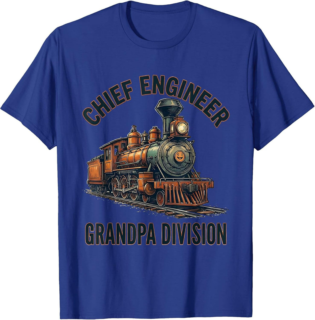 Chief Engineer Grandpa Division Funny Train Enthusiast T-Shirt - Royal Blue