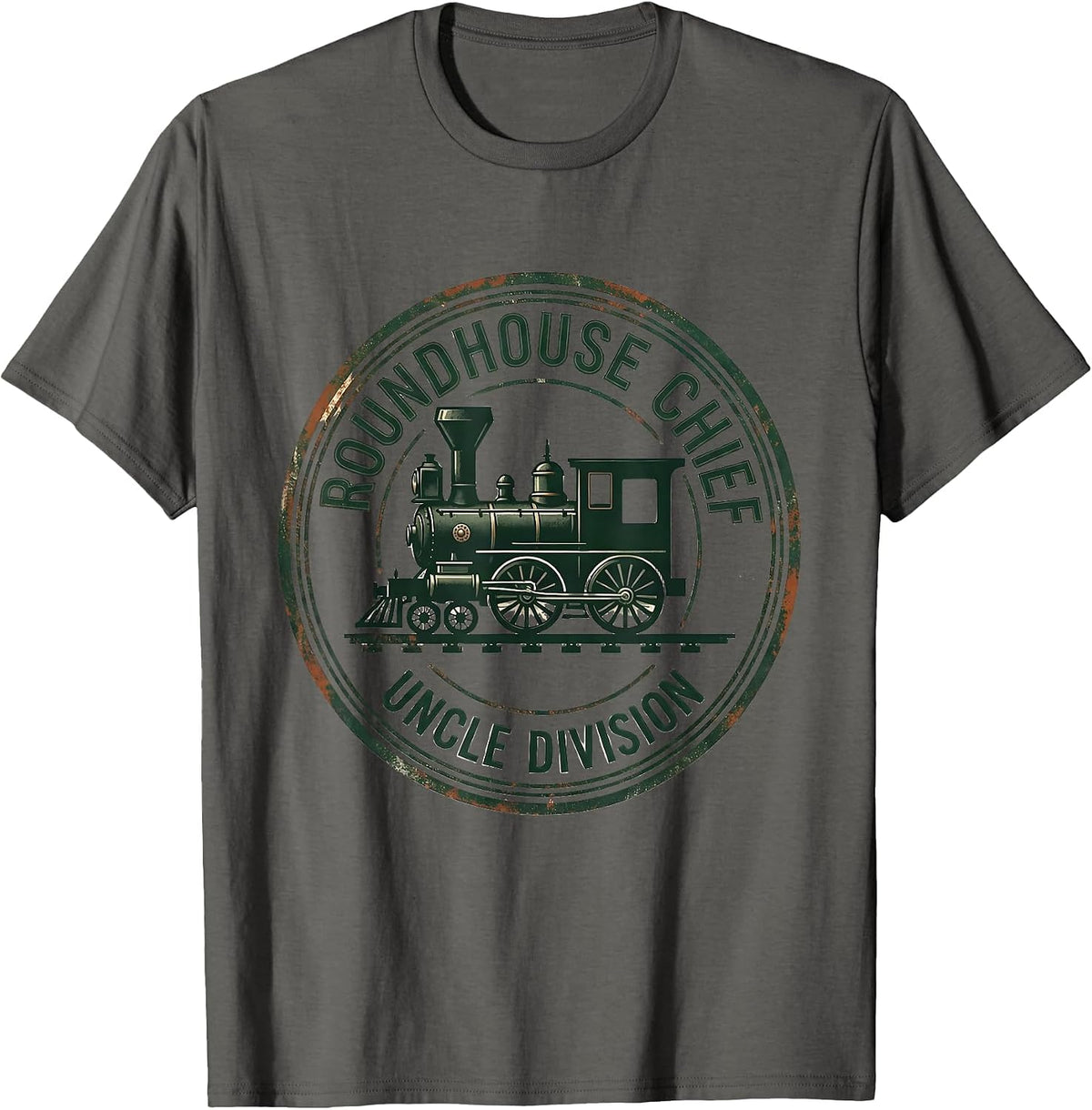 Men's Roundhouse Chief Uncle Division Vintage Steam Train T-Shirt - Asphalt Grey