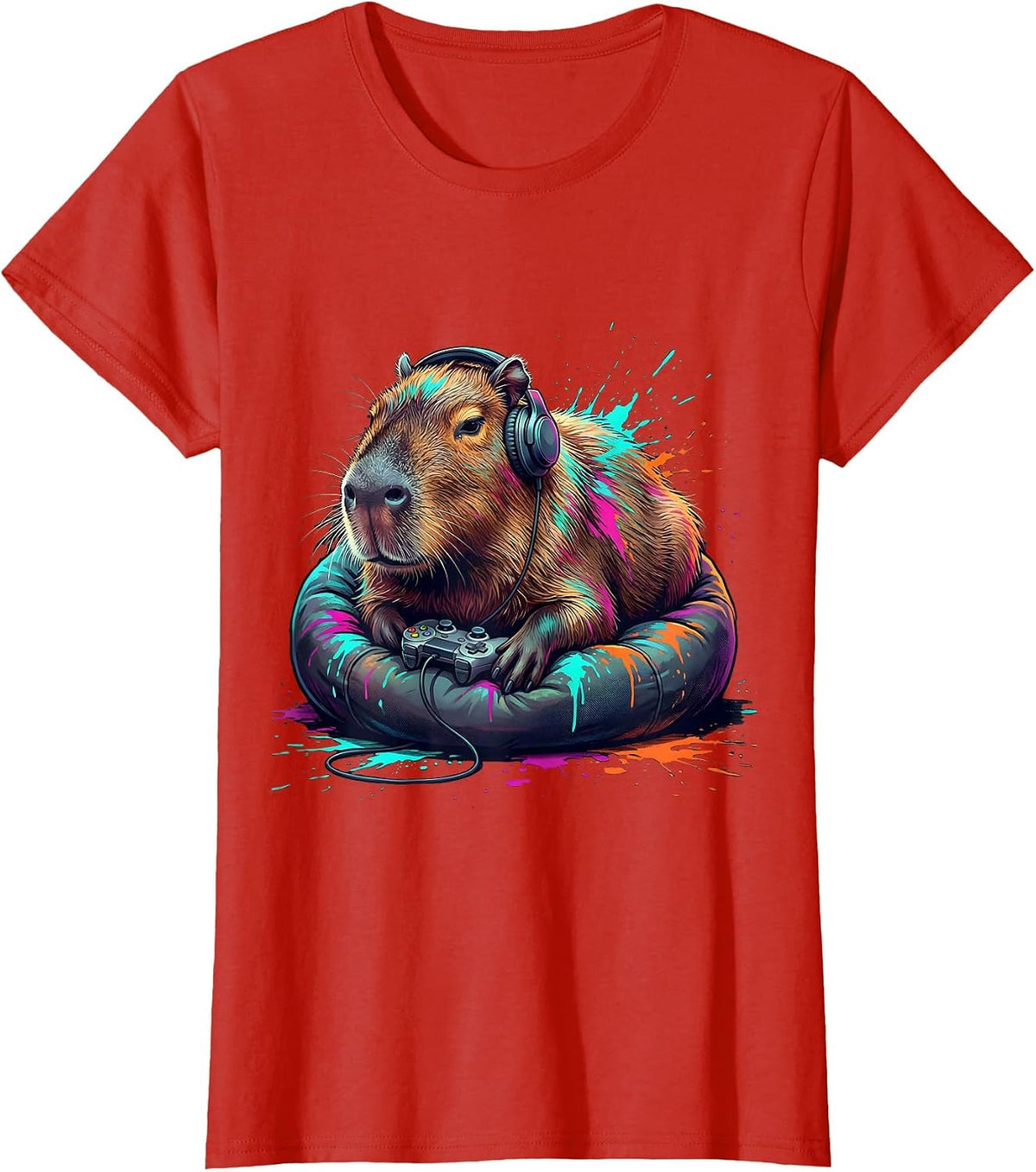 Capybara Gamer Meme Humor Animal Lover T-Shirt - Red