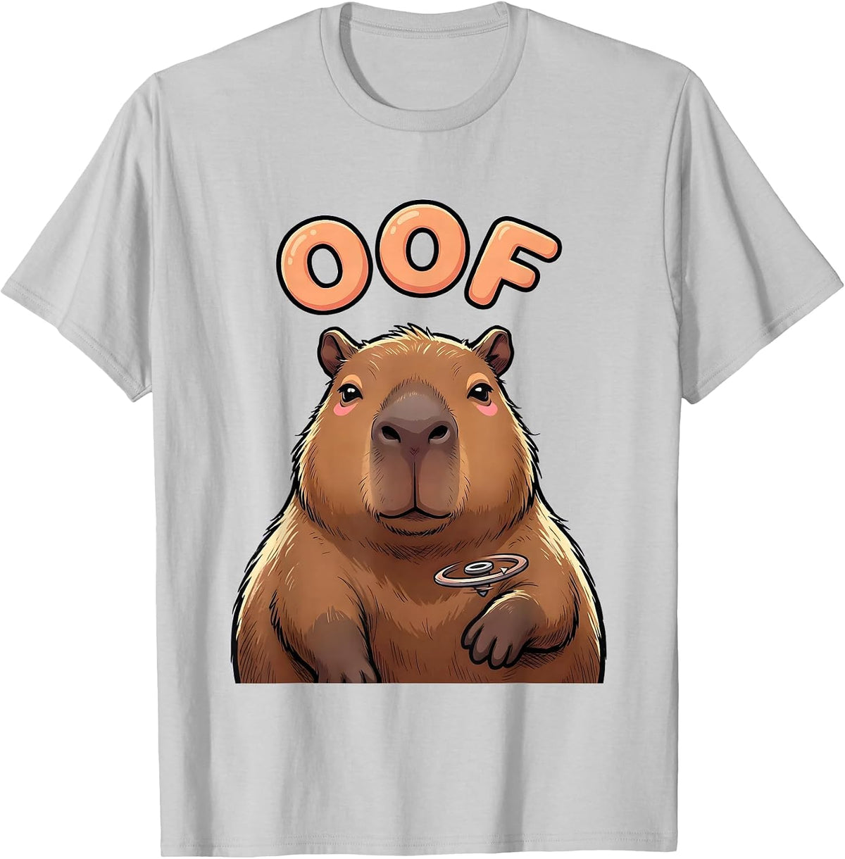 Men's Oof Cute Capybara Kawaii Animal Humor T-Shirt - Silver Grey