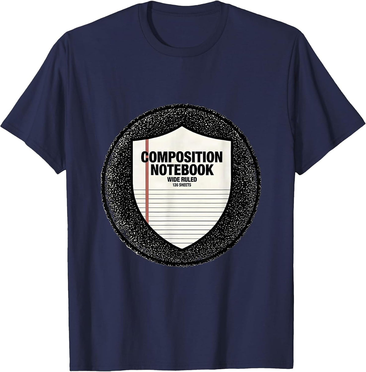 Composition Notebook Wide Ruled 136 Sheets Teacher T-Shirt - Navy Blue