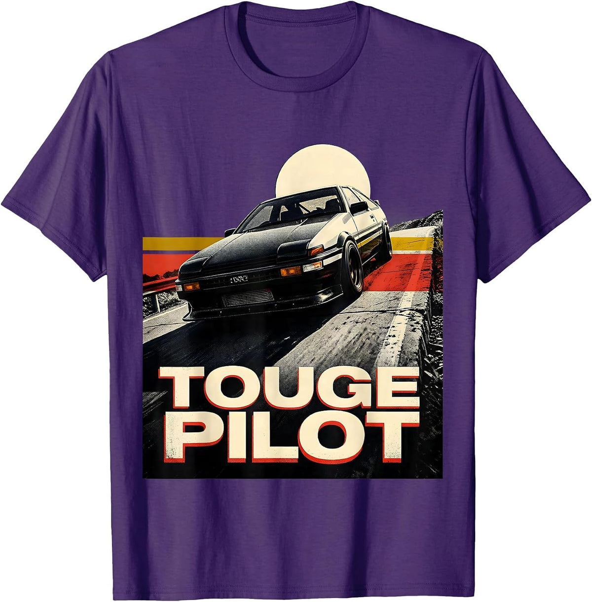 Men's Touge Pilot Retro JDM Drift Car Tuner Nostalgia T-Shirt - Purple