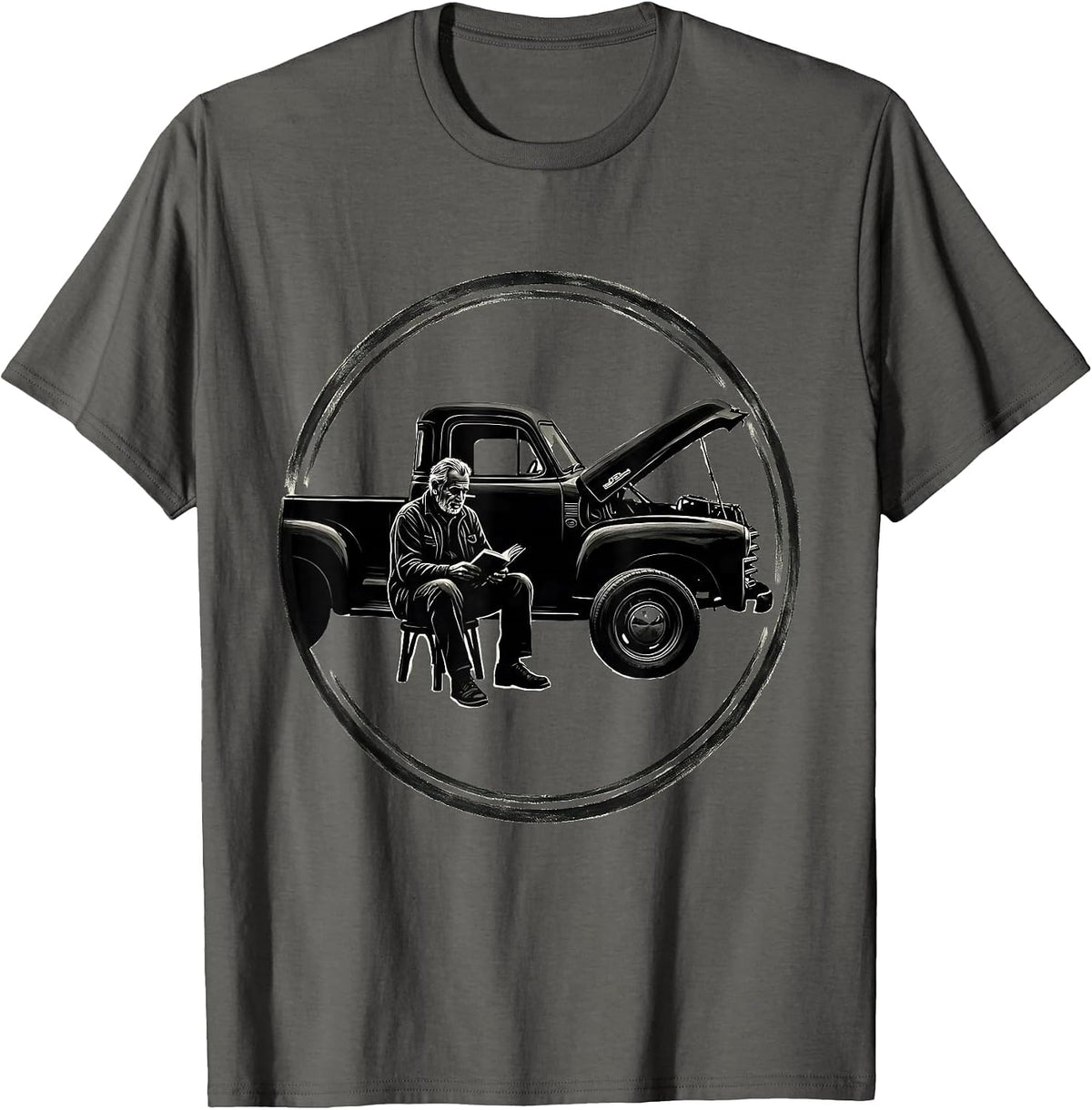 Classic Pickup Mechanic Old Guy Humor Graphic T-Shirt - Asphalt Grey