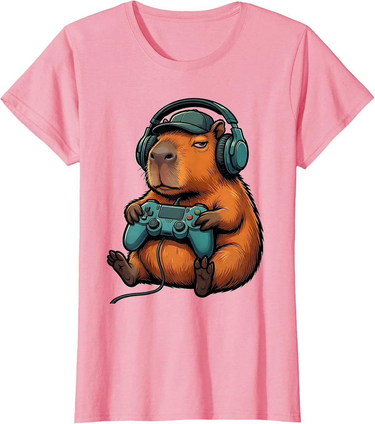 Women's Capybara Gamer Bruh Funny Meme Video Games T-Shirt - Pink